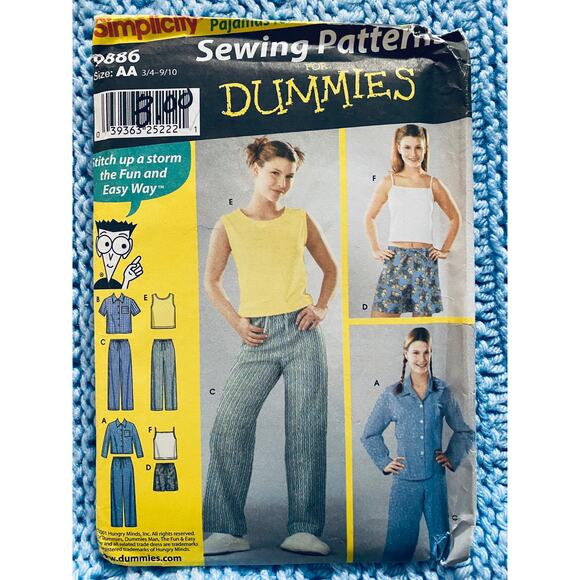 Simplicity  pattern 9886 Kids pajamas top shorts Size 3 4 5 6 7 8 9 10 - Picture 1 of 5